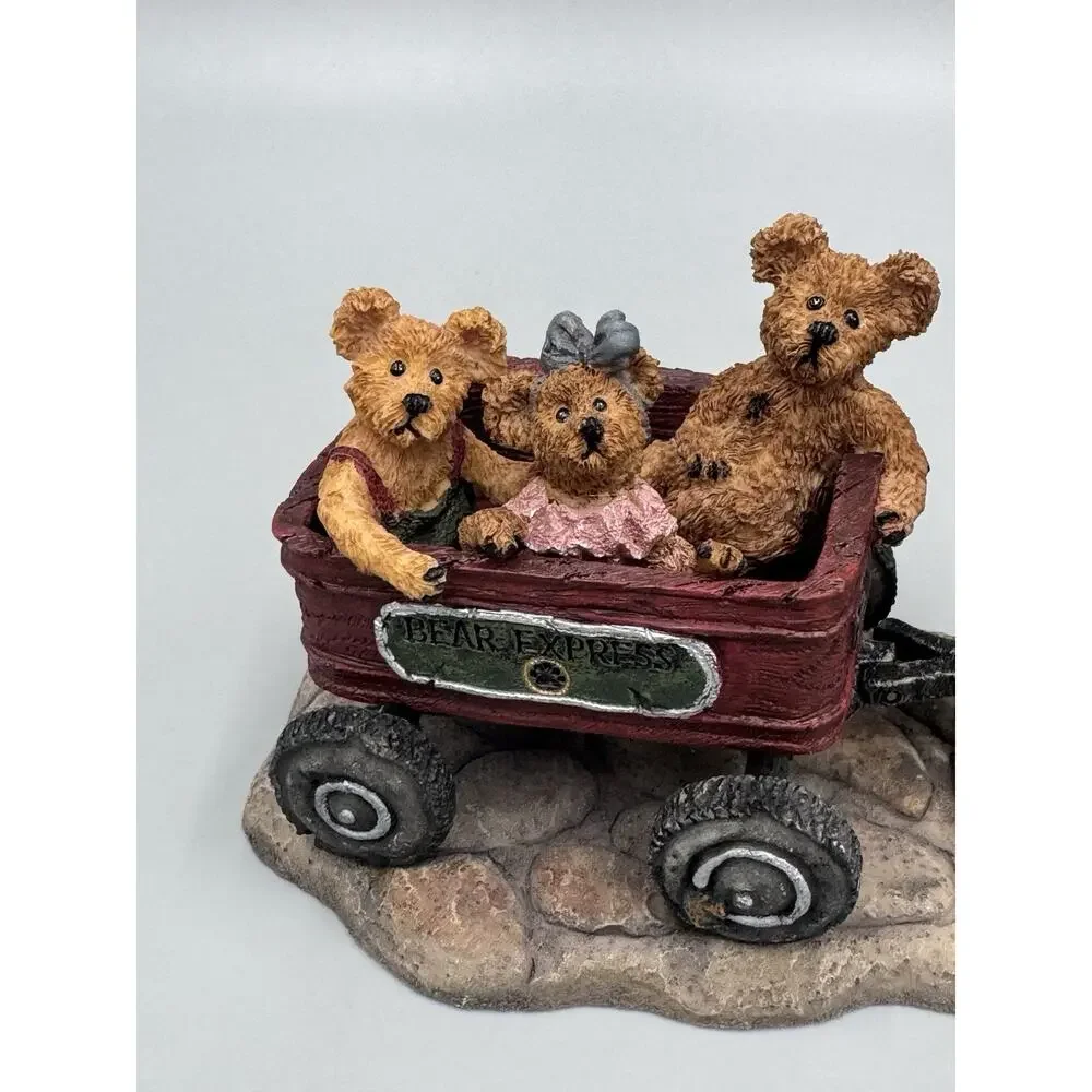 Boyds Bears Huck w/ Mandy Zoe Zack Rollin Along Wagon Figurine 227727